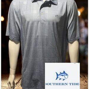Southern Tide Men's Navy Plaid Performance Golf Polo